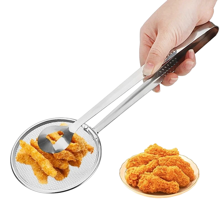 Cucharón Pinza 2 en 1 para Frituras: Cocina Sin Complicaciones