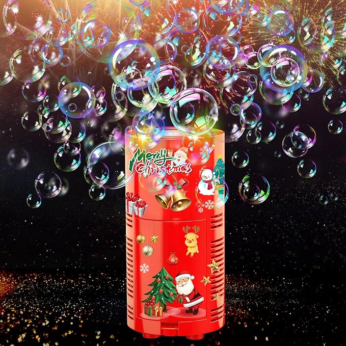 "Celebra la Navidad de Forma Segura - Torre de Burbujas y Sonido de Fuegos Artificiales
