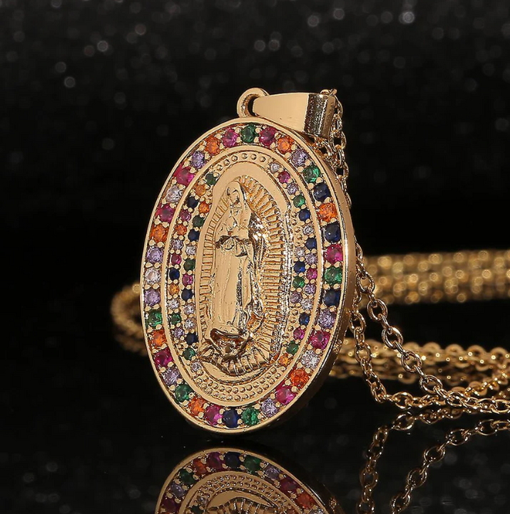Collar Virgen María Dorado de Protección