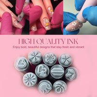 Set de 6 Bolígrafos de Estampado para Uñas – Diseños Fáciles y Creativos