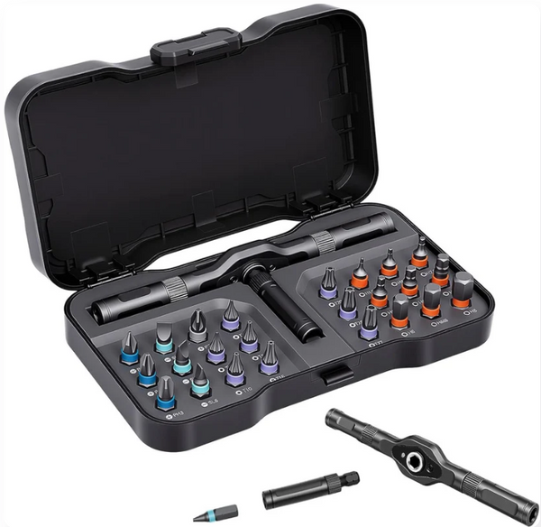 Juego de destornilladores magnéticos en forma de T con mango de trinquete- 24 Piezas