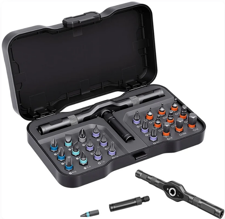Juego de destornilladores magnéticos en forma de T con mango de trinquete- 24 Piezas