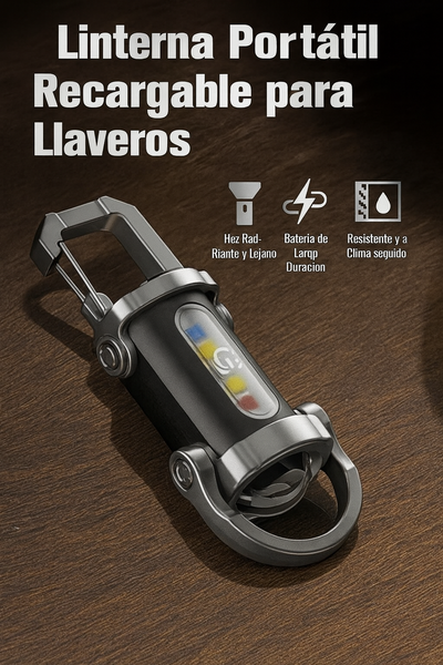 Linterna de llavero portátil, recargable y brillante.