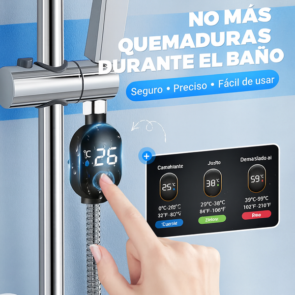 Termómetro de ducha con pantalla LED resistente al agua