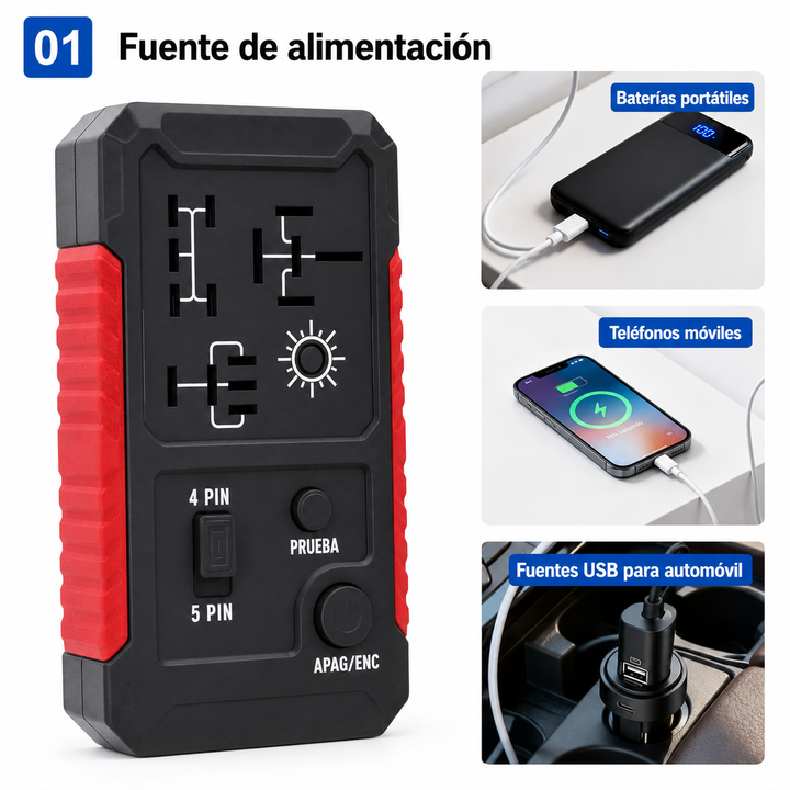 Probador de Relés para Carro 4 y 5 Pines