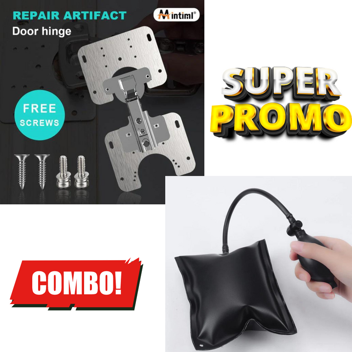 ¡Soluciones para tu Hogar! Kit de Reparación de Bisagras + Cuña de Aire