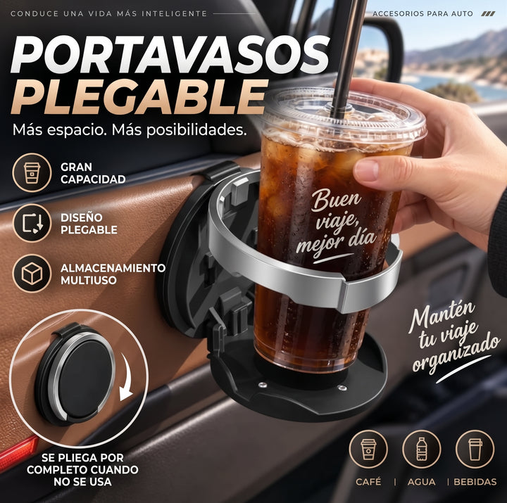 Soporte plegable para bebidas en la puerta del carro
