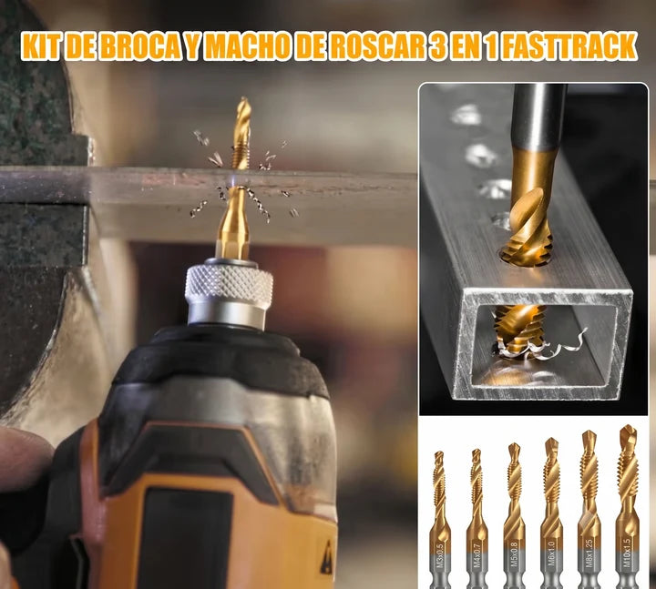 Juego de 12 Brocas Espirales 3 en 1 para Perforar con Facilidad