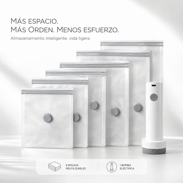 MaletaMax Pro™ – Kit de Bolsas al Vacío con Bomba Eléctrica