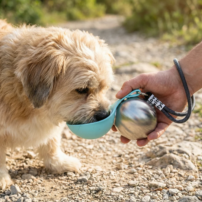 Botella de agua de viaje 2 en 1 para perros