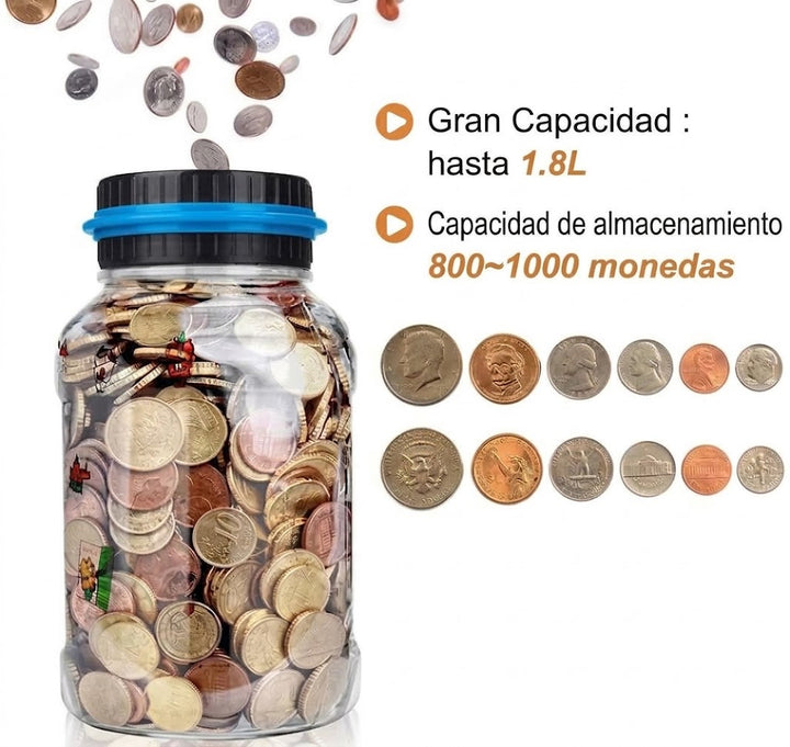 Alcancia digital con contador automático de monedas
