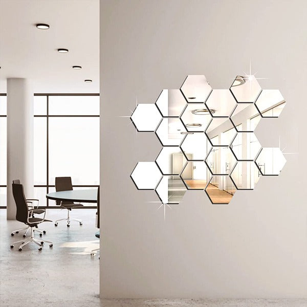 ReflectHex™ - Pegatinas de Espejo Hexagonales Decorativas